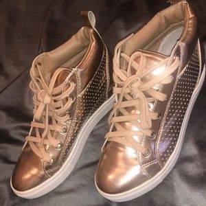 6- Steve Madden gold/rose gold wedged sneakers